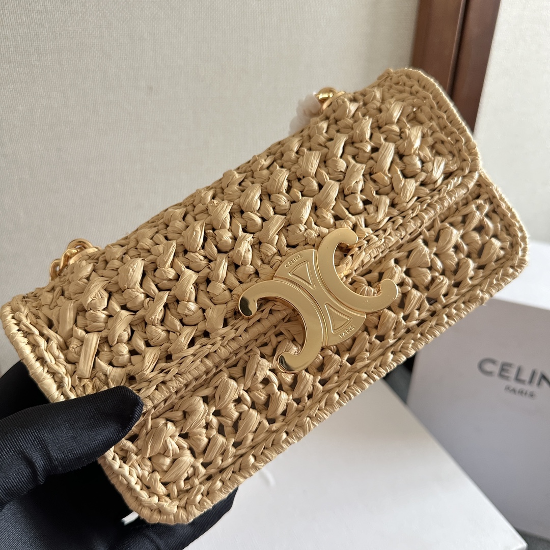+ Celine CHAIN SHOULDER BAG CLAUDE IN RAFFIA EFFECT