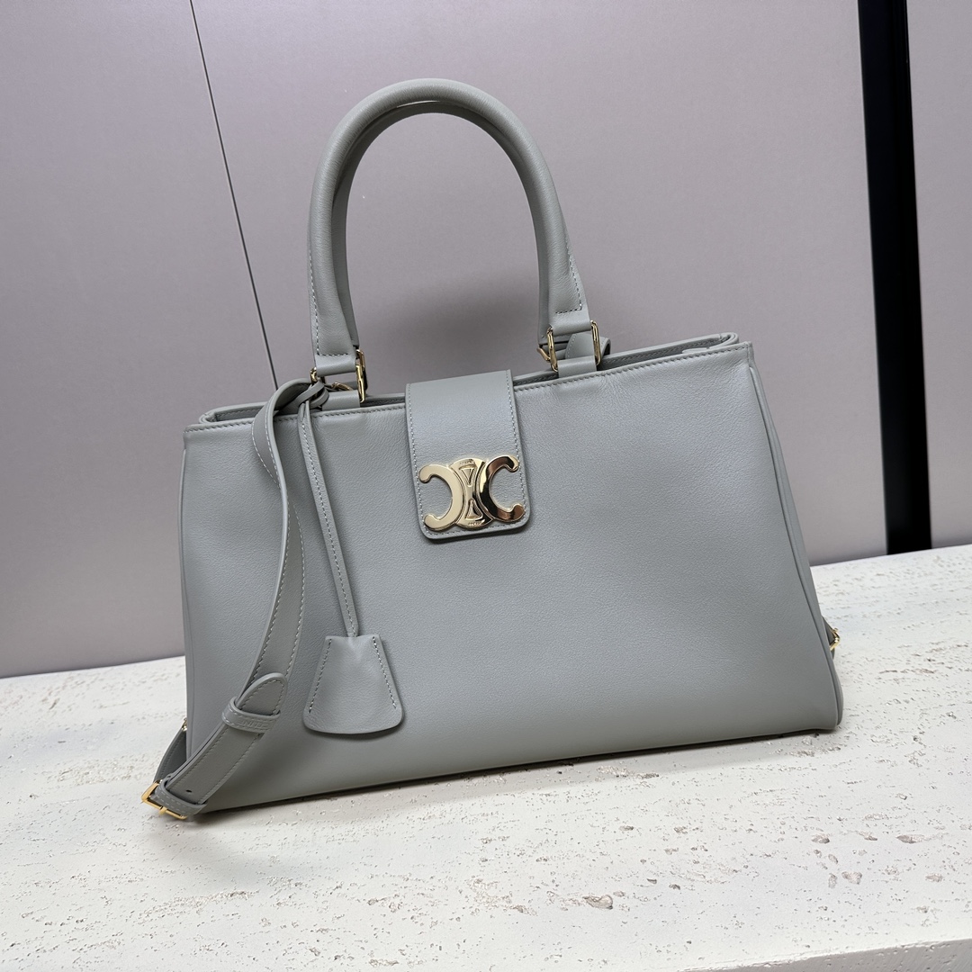 Celine Medium Apoline Leather 2 Way Handbag Gray | eBay