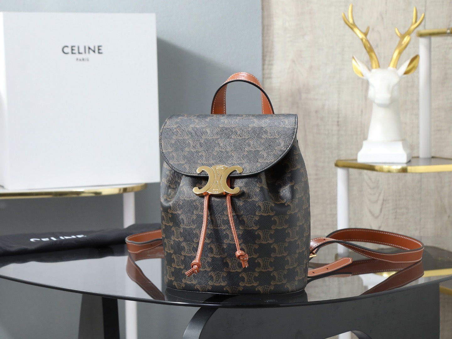 Celine BACKPACK CELINE BONNIE IN Triomphe Canvas and calfskin –