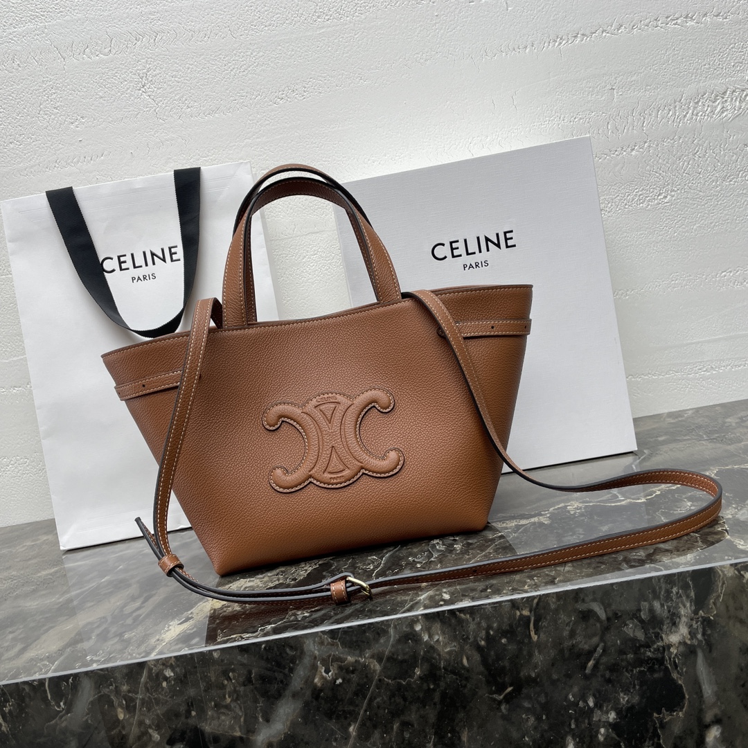CELINE Grained Calfskin Triomphe Mini Cabas Anais T