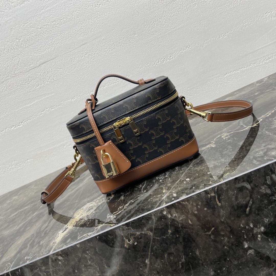 CELINE MINI VANITY IN Triomphe Canvas and Calfskin