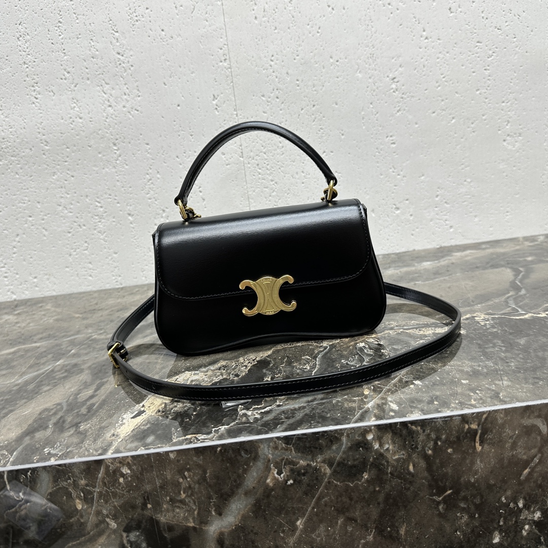 Celine TEEN CELINE LOLA IN shiny calfskin – BLACK | CELINE