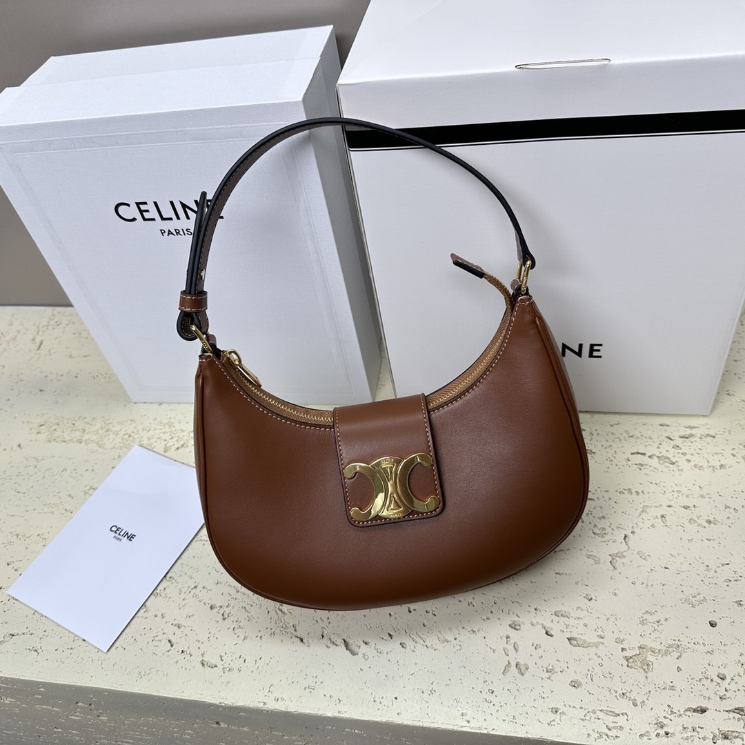 Celine MEDIUM AVA TRIOMPHE BAG IN smooth Calfskin – TAN | CELINE