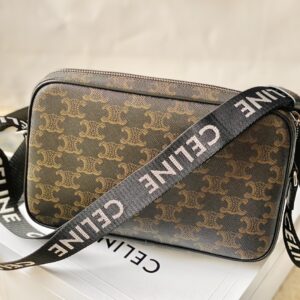 Celine Messenger Bag Triomphe Coated Canvas Medium Brown