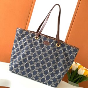 CELINE Vintage Denim Tote Bag Leather Handles Good Condition A4 Size used 2