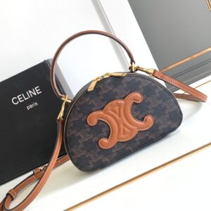 Celine HALF MOON CASE IN triomphe canvas and calfskin – TAN | CELINE=