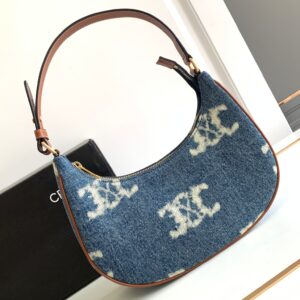 Celine MEDIUM TILLY BAG IN DENIM WITH TRIOMPHE STUDS AND