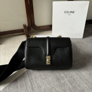 CELINE Smooth Calfskin Teen 16 Crossbody Bag Black 1338257