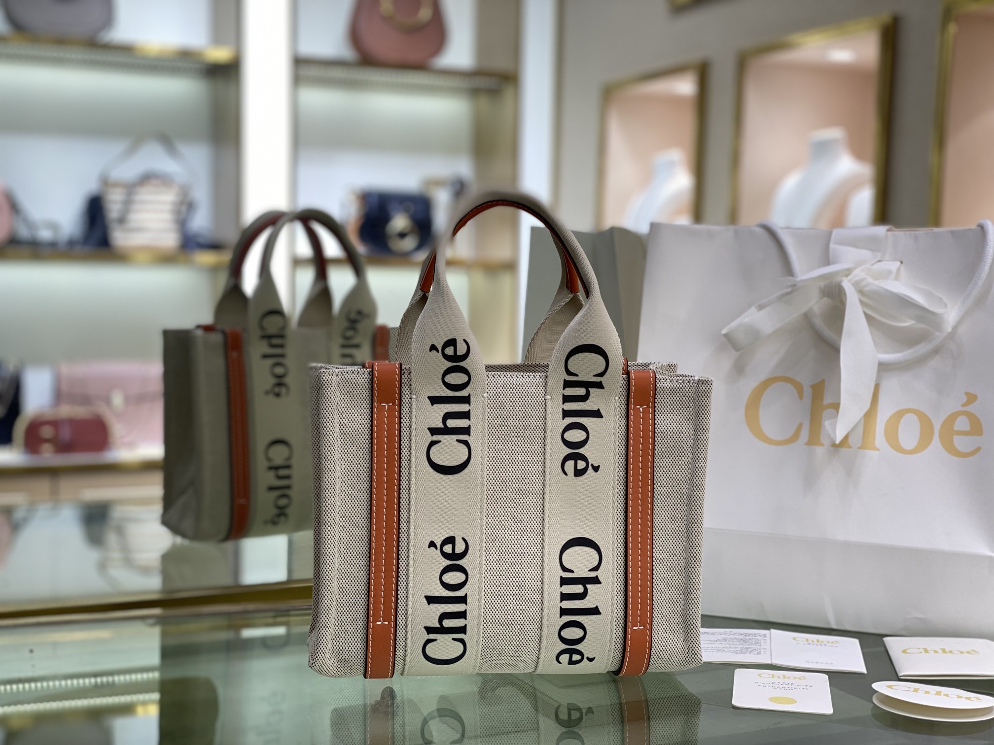 Chloé Canvas Woody Large – Neutrals Totes, Handbags – CHL332114