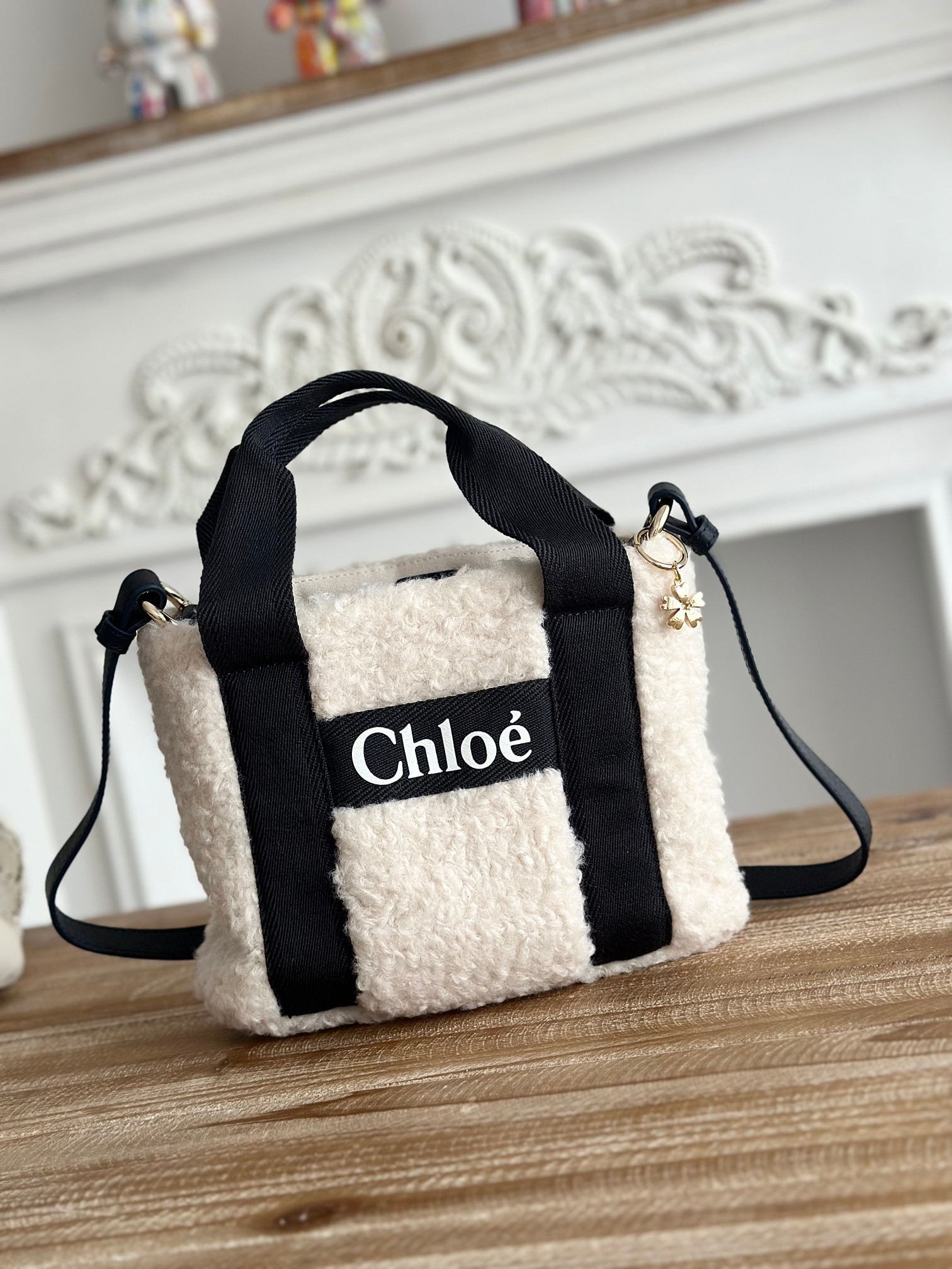 Chloé Women’s Blue Chole Faux Fur Kids Tote Bag