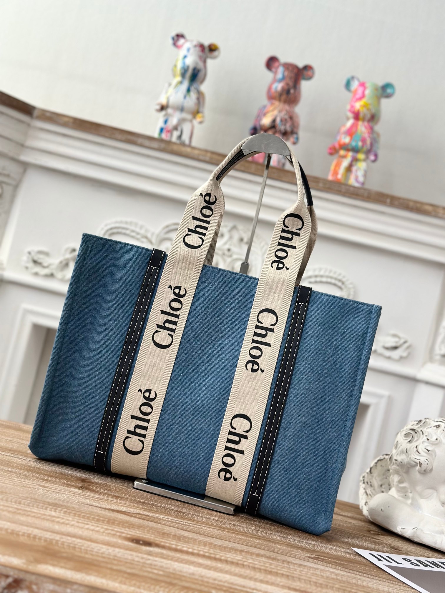 Chloé Denim Woody Tote – Blue Totes, Handbags – CHL298398