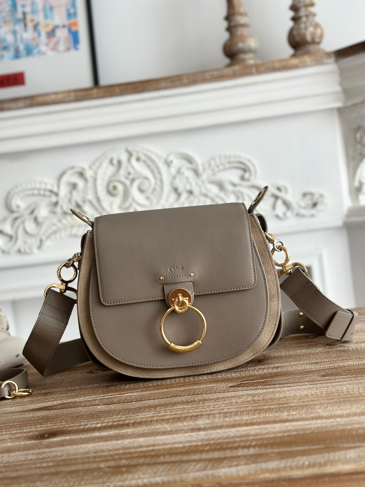 CHLOE Calfskin Large Tess Bag Motty Grey 1379174