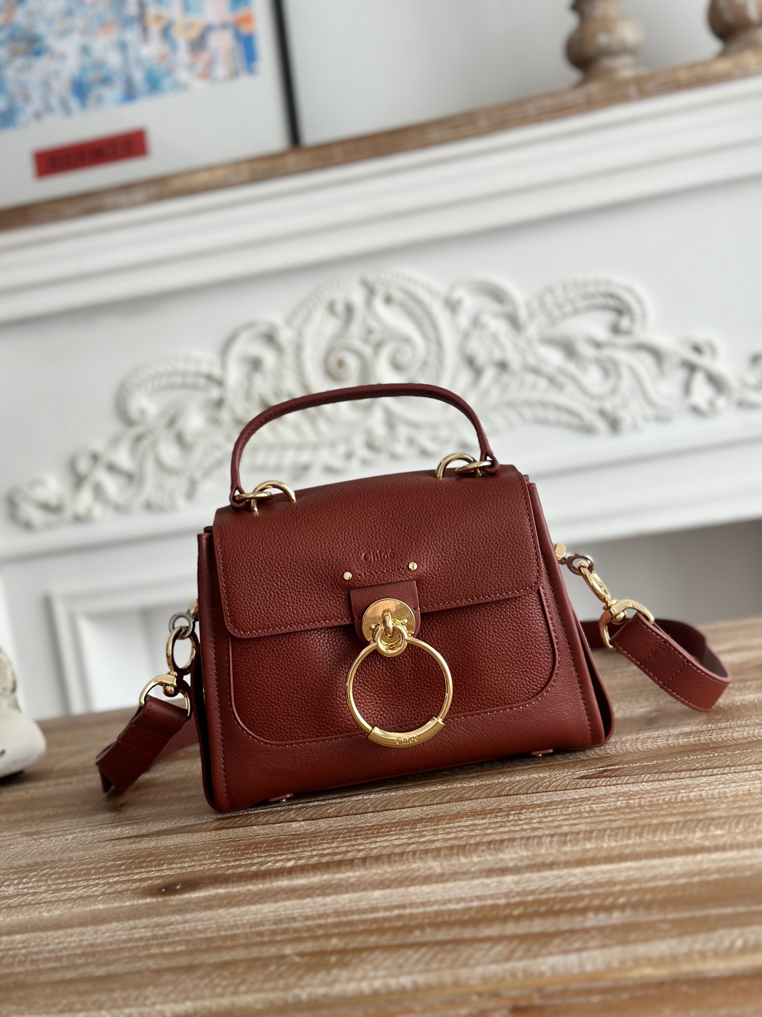 Chloé Tess Day Mini Leather Shoulder Bag In Brown |
