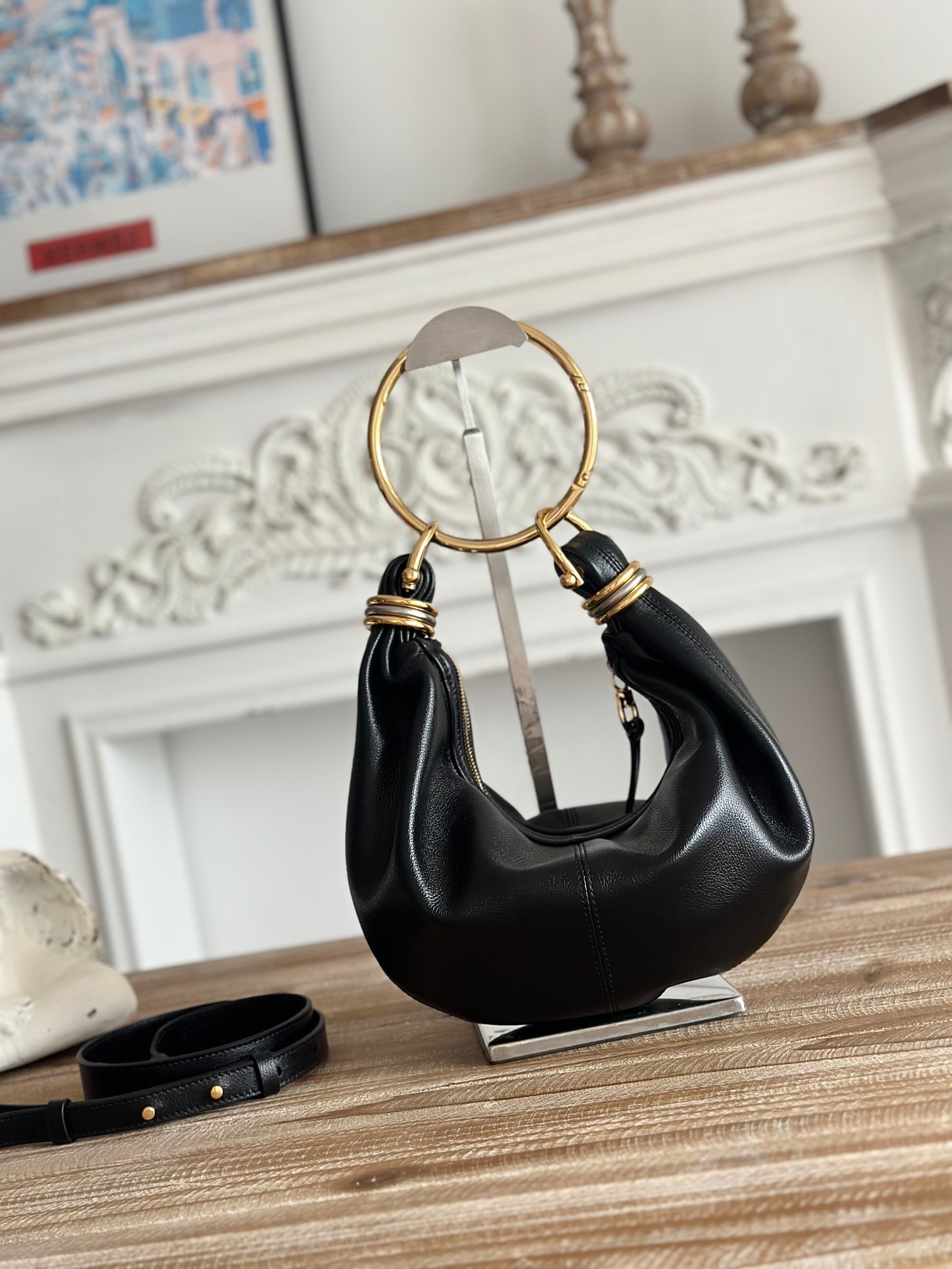 Chloé Small Bracelet Grained Leather Hobo Bag |