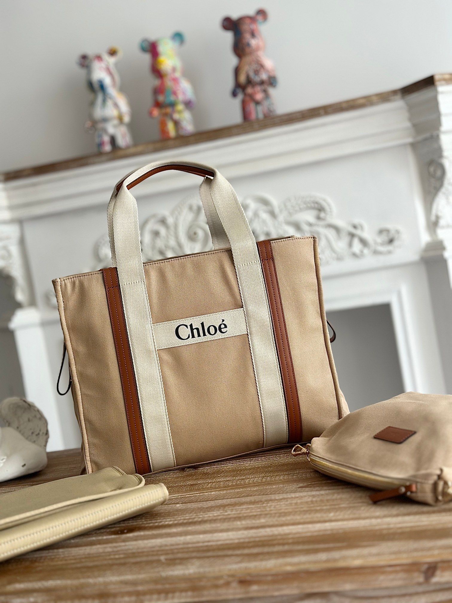 CHLOE Beige Logo Baby Changing Bag