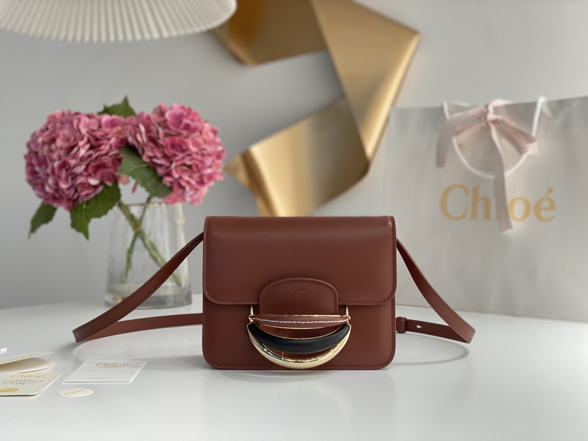 Chloé Leather Kattie – Brown Crossbody Bags, Handbags –