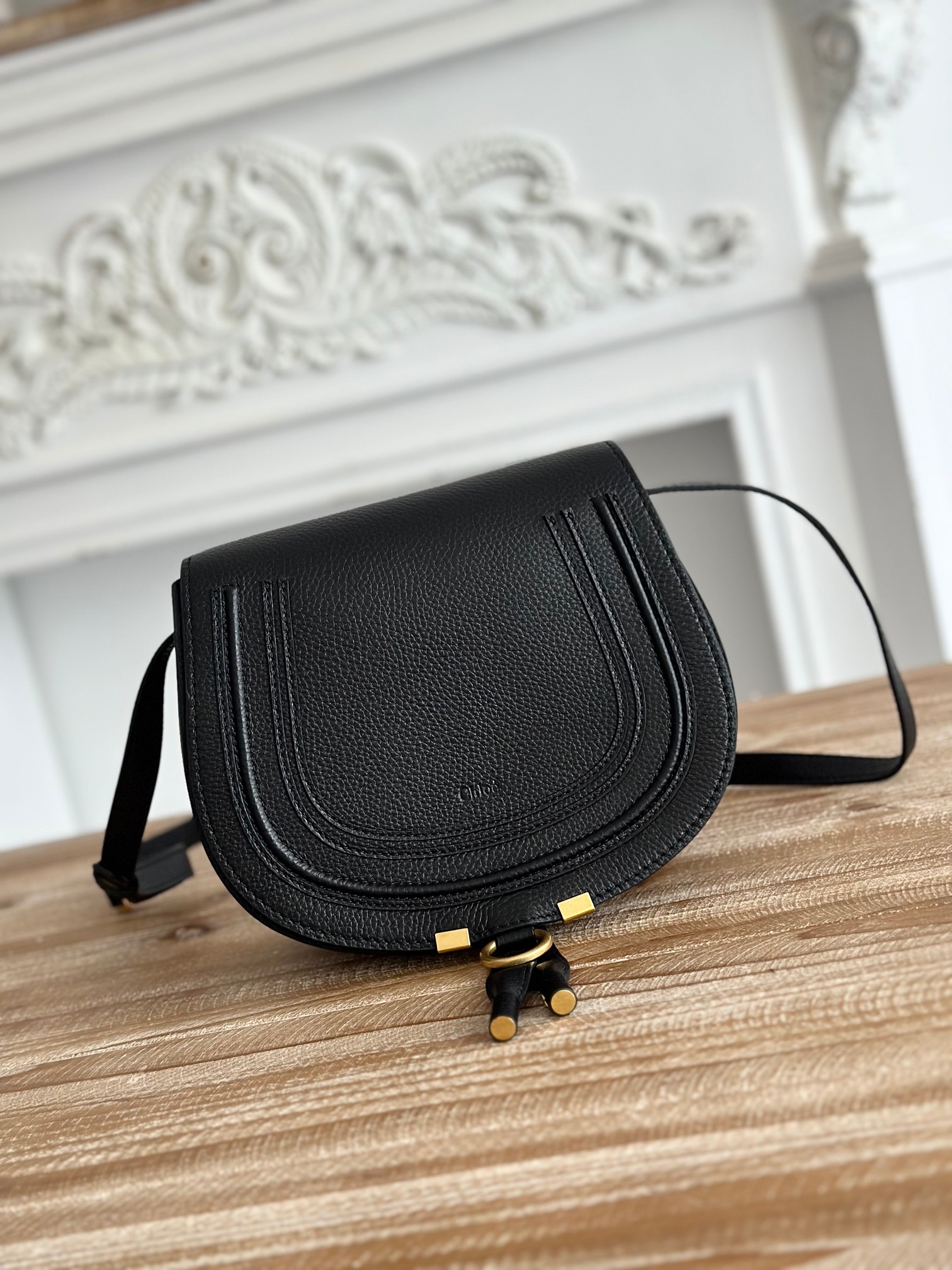 Chloé Marcie Small Leather Saddle Bag Women’s Black