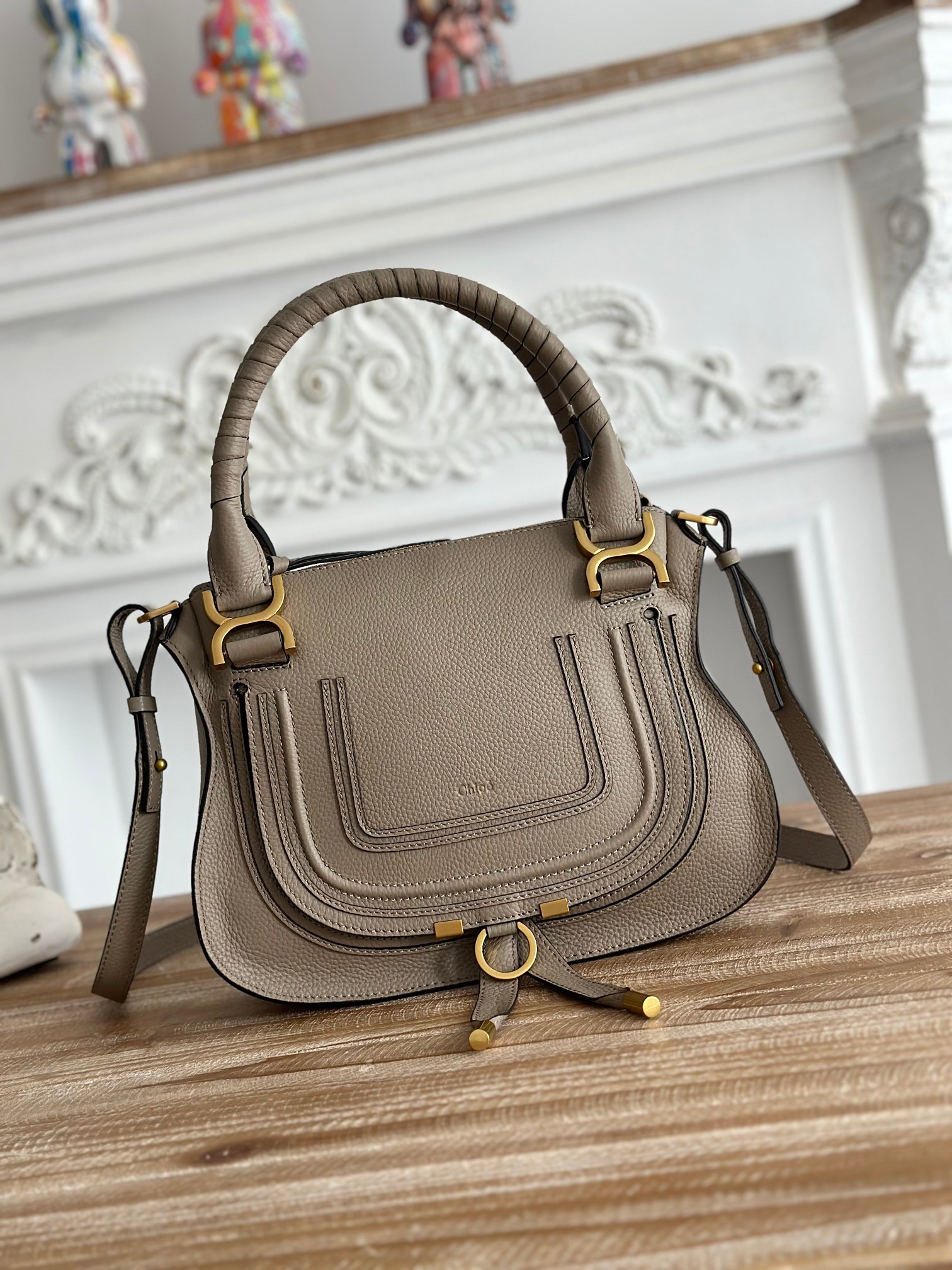 Chloé Chloé Small Marcie Bag In Grained Leather in Cashmere