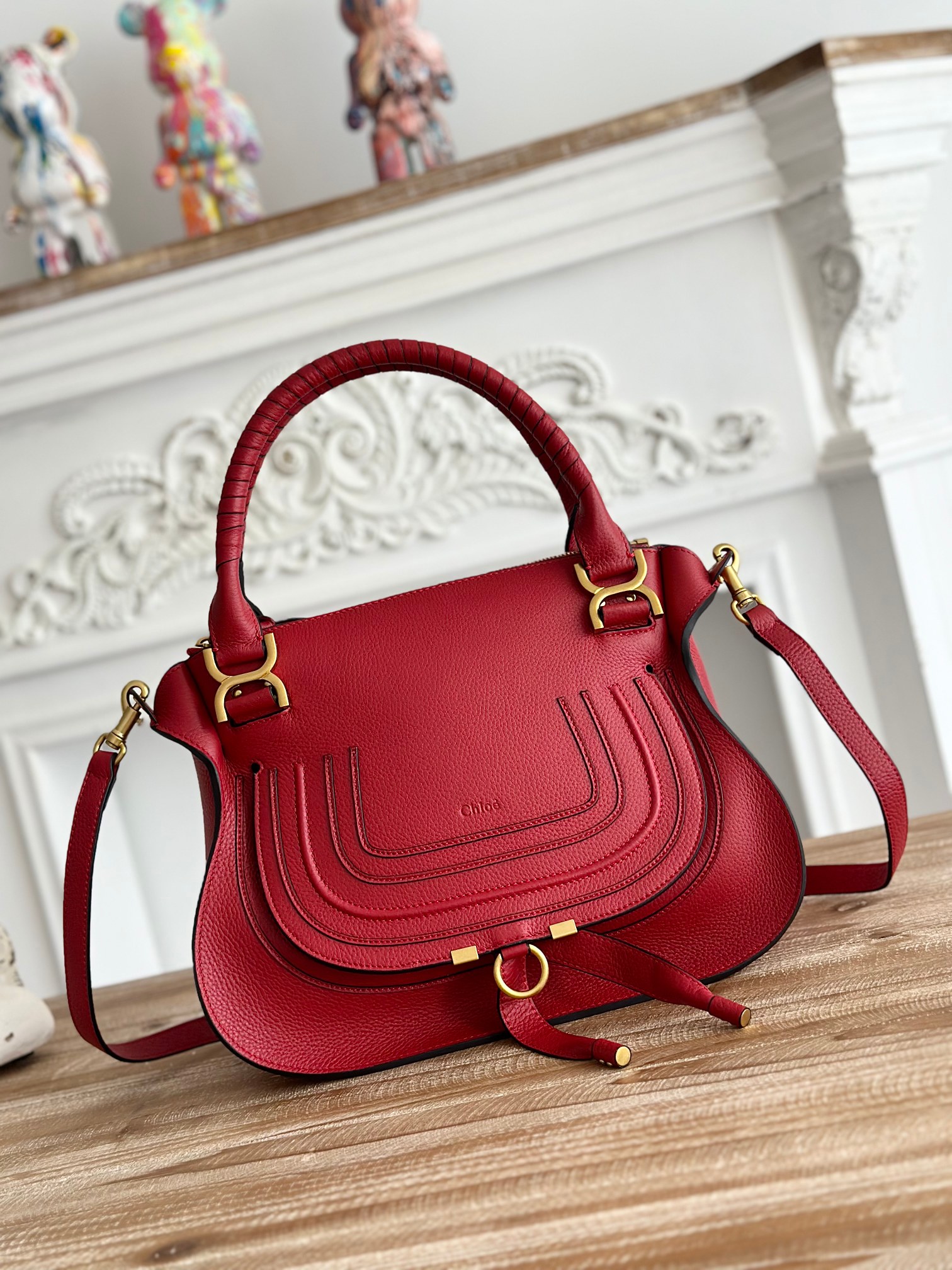 CHLOE Calfskin Small Marcie Satchel Dahlia Red 1375216