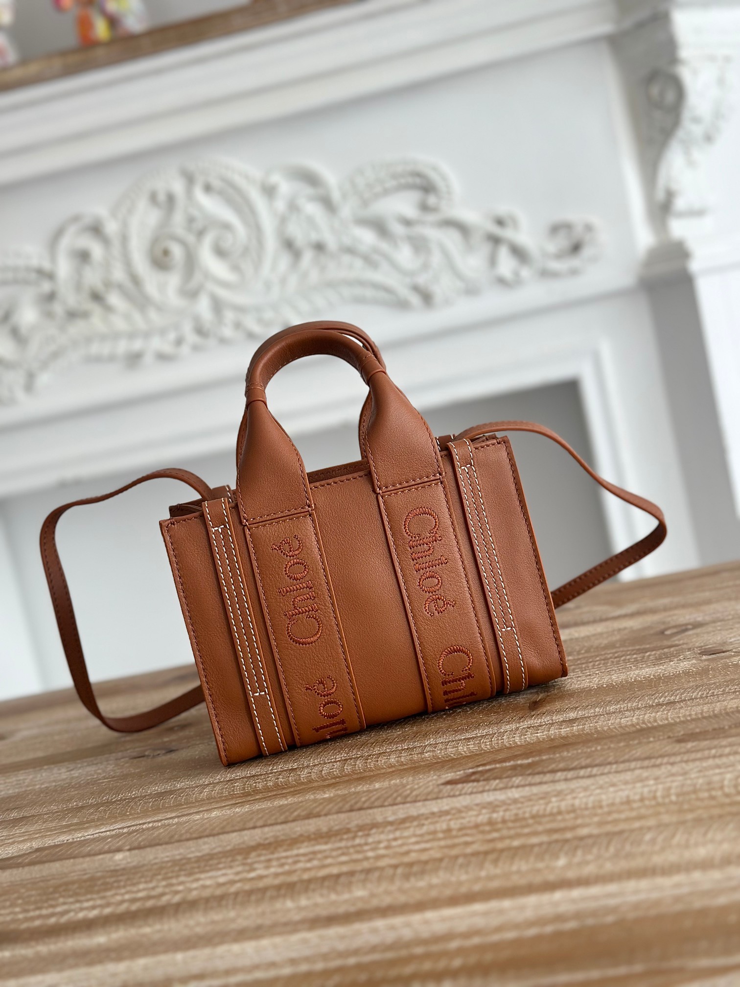 Chloé Borse a Mano Woody Donna Pelle Marrone/Caramello