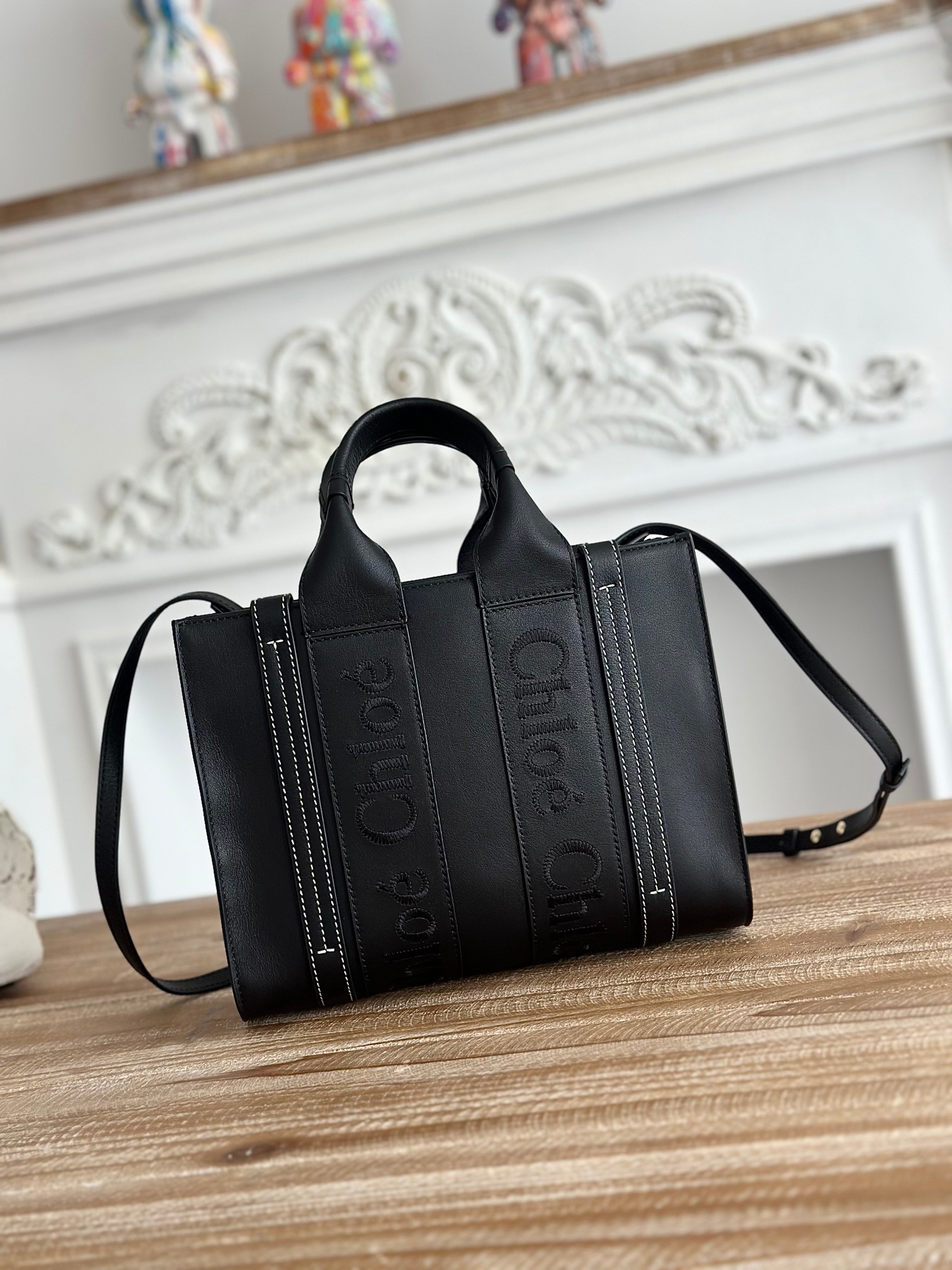 CHLOÉ Small Woody Tote Bag in Soft Leather, Black | eBay