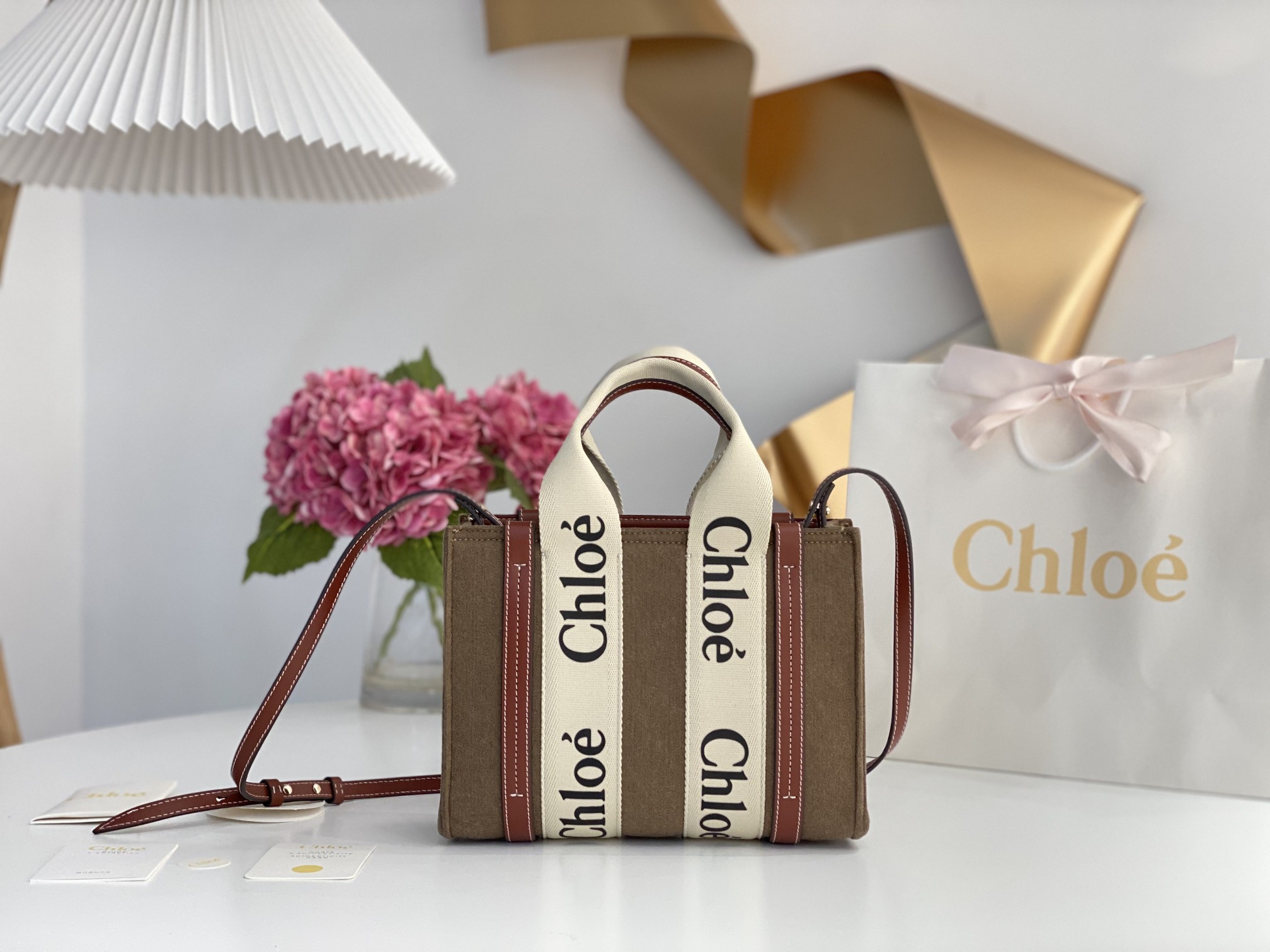 Chloe Brown Woody Small Tote Bag 115926657 | eBay