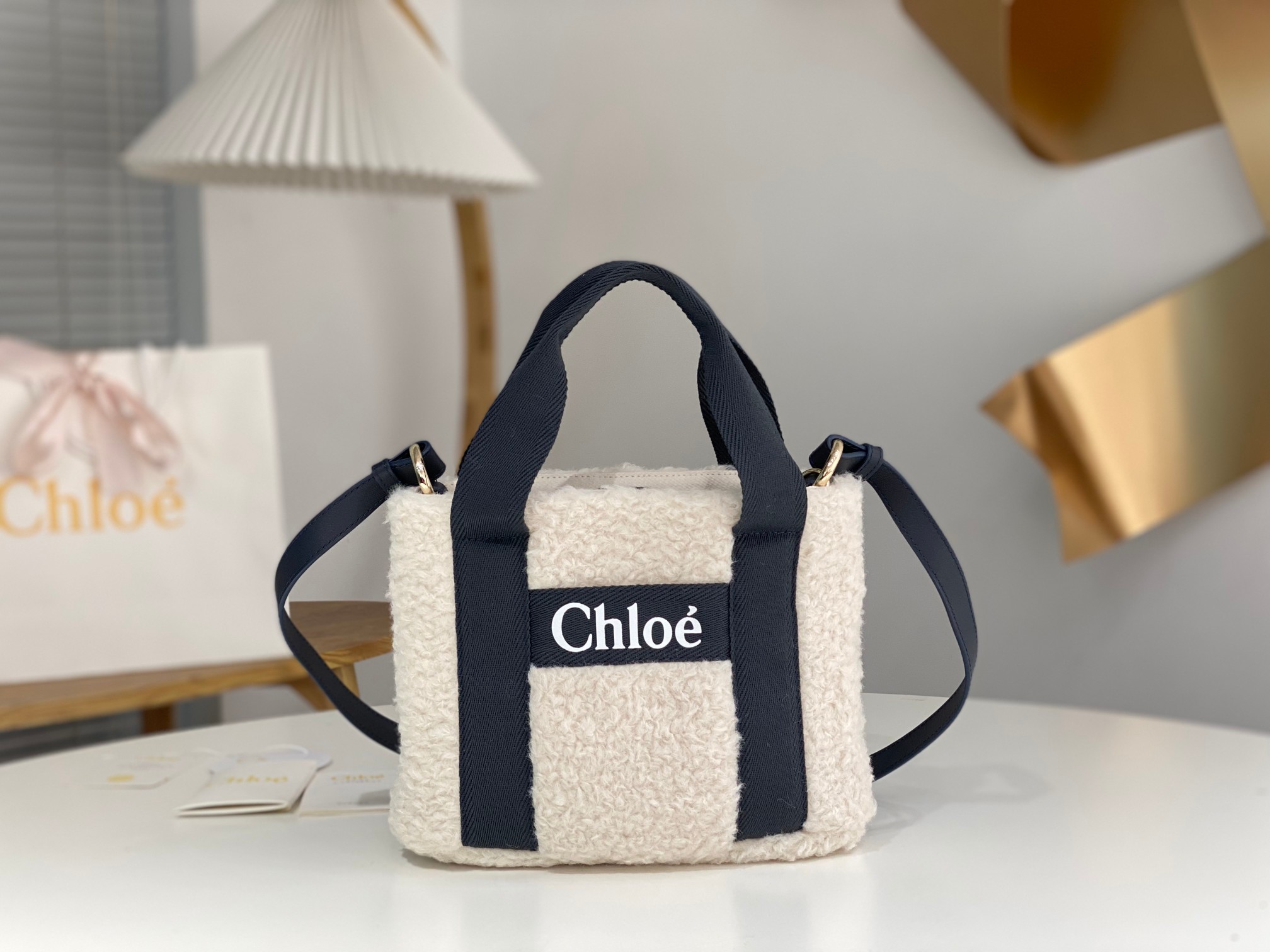 Chloé Women’s Blue Chole Faux Fur Kids Tote Bag Chloé 0629