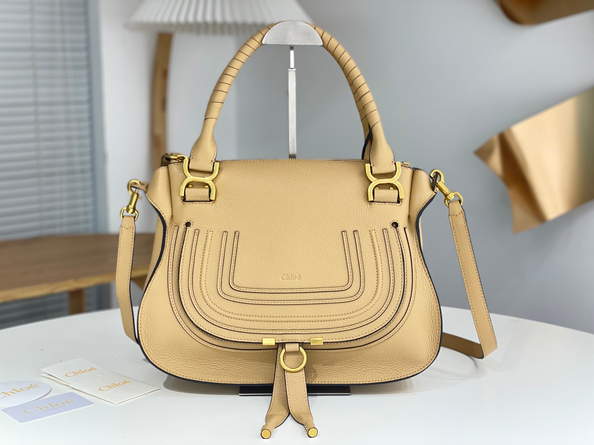 Chloe Medium Marcie Shoulder Bag in Biscotti Beige |