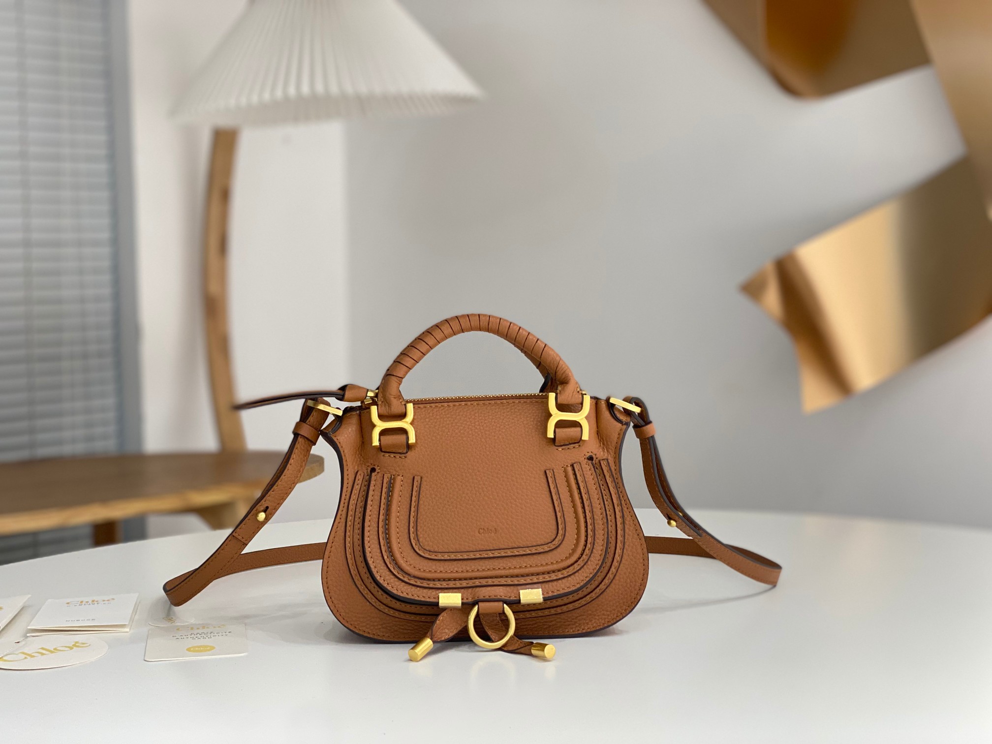 Chloé Marcie leather handbag Chloé Brown in Leather – 44379347