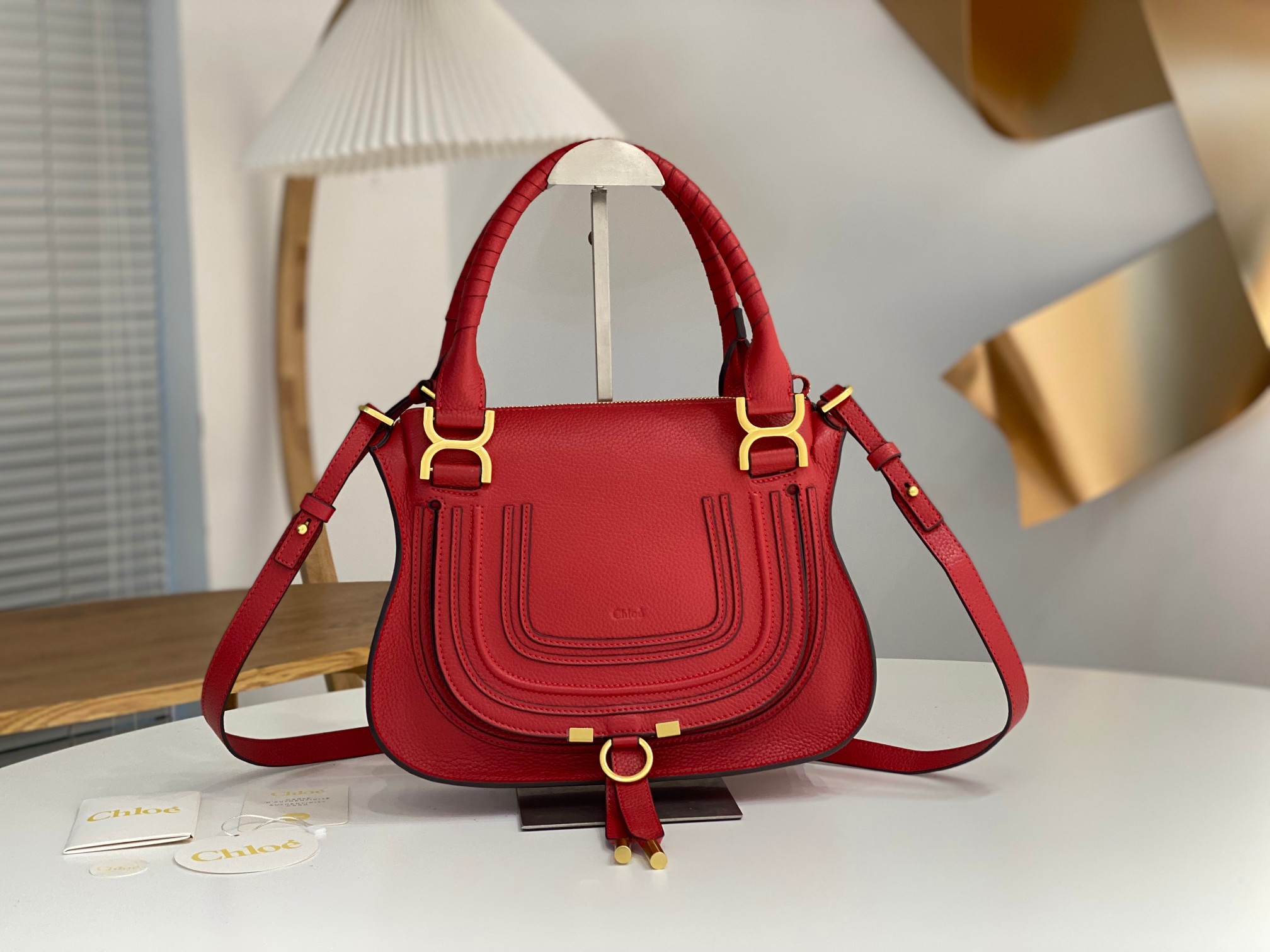 Chloé Marcie Hand-Held Shoulder Bag In Elephant_red –