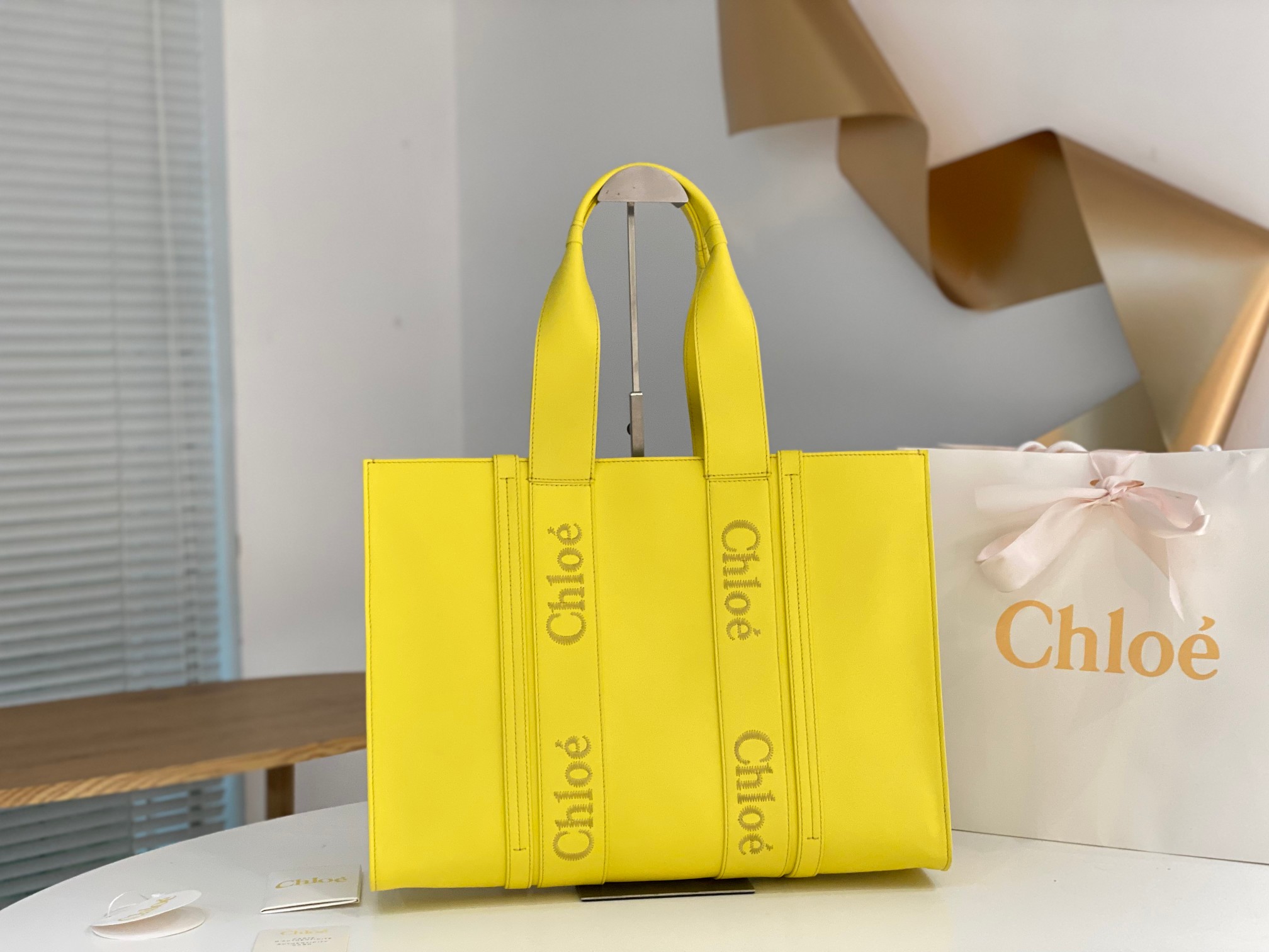 Chloé Daffodil Yellow Woody Mini Tote Bag
