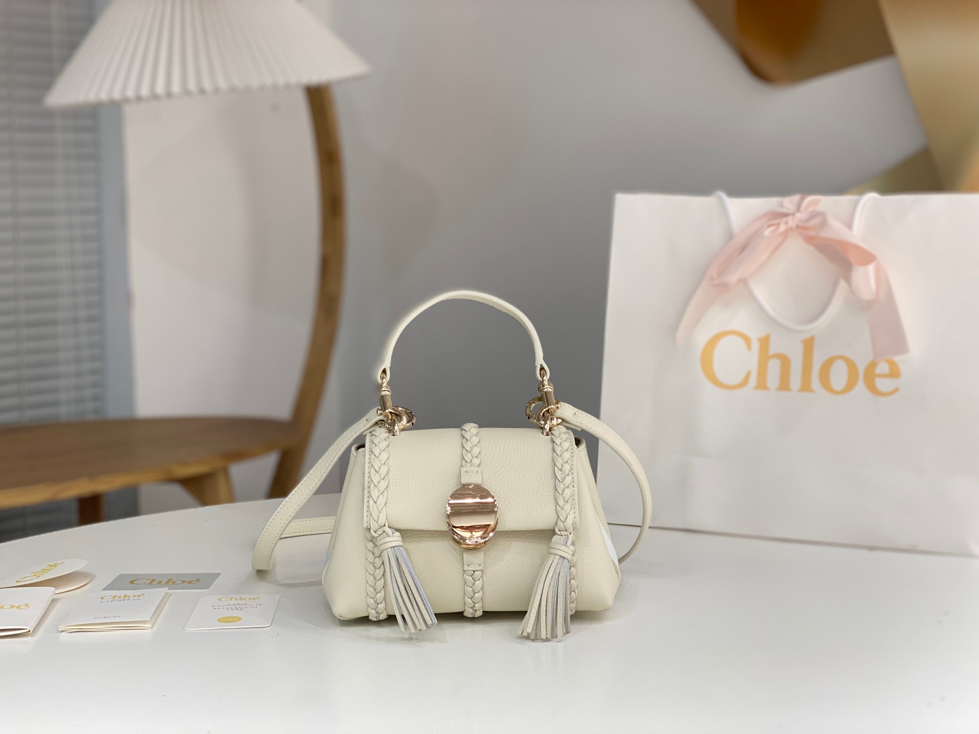 Chloé Penelope Mini Shoulder Bag In White