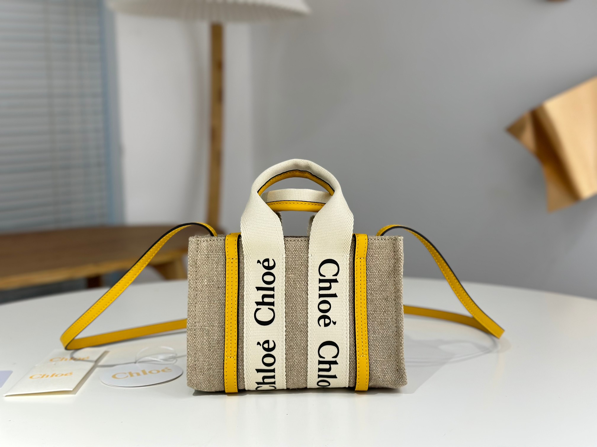 Chloe’ Woody Small Shopping Bag – Yellow – Women