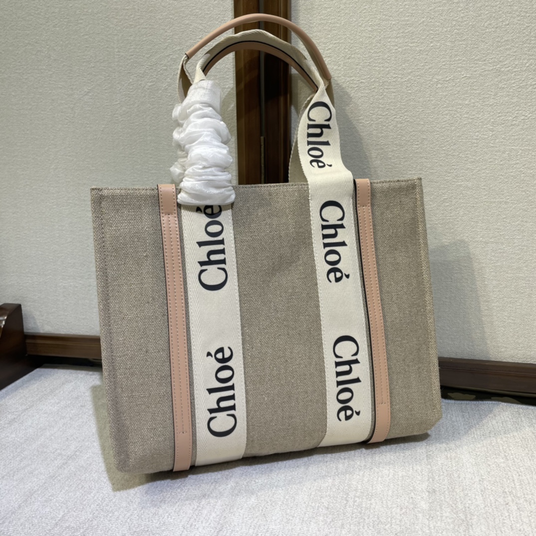 Unused Chloé Woody Tote Medium Beige×pink | eBay