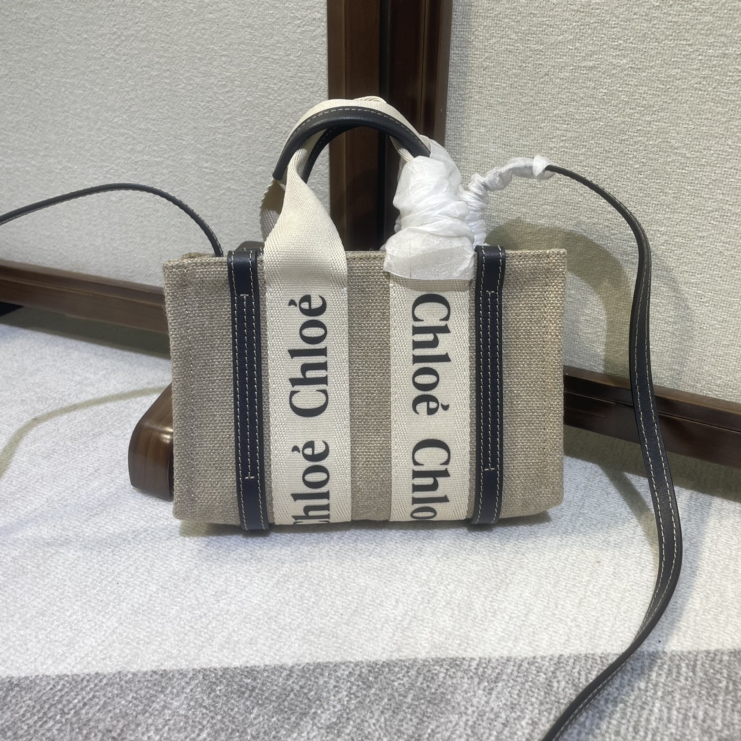 Chloe Woody Mini Bag Shoulder Bag Tote Beige blackY04150 | eBay