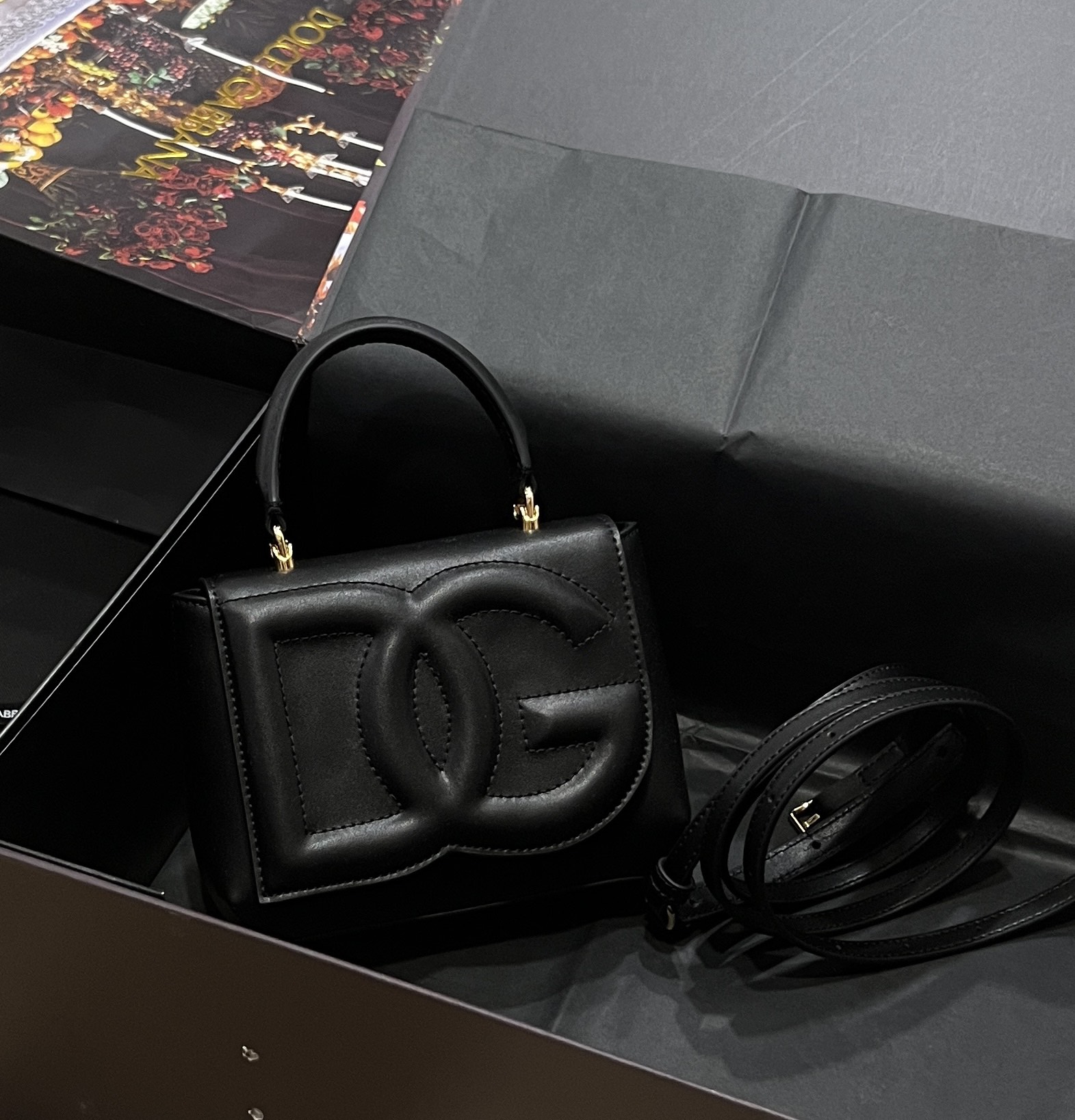 CLOTHBASE Dolce & Gabbana Black Small DG Logo Crossbody Bag Dolce