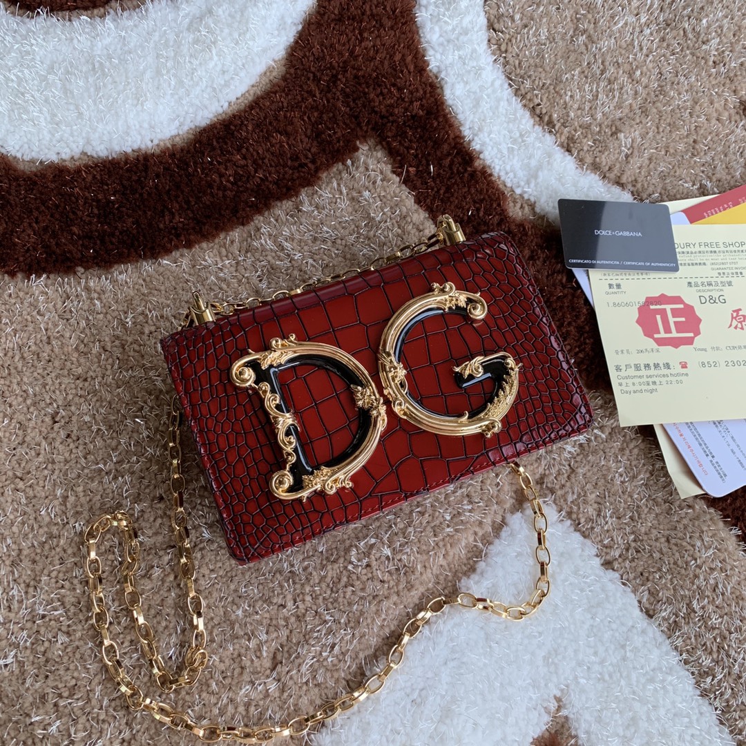 Dolce & Gabbana Dg Girls Crocodile-effect Shoulder Bag In Tono_rosso_scuro | ModeSens
