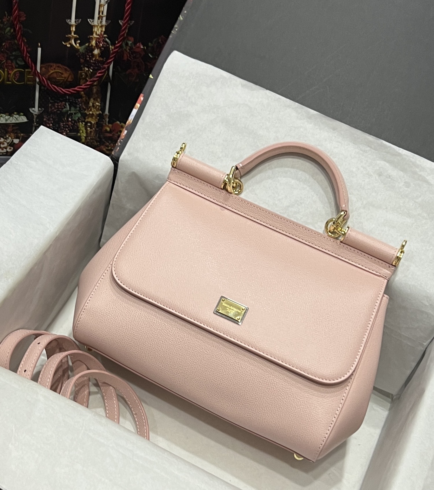 Dolce & Gabbana Medium Sicily handbag in Dauphine leather in Beige for Women | Dolce&Gabbana®