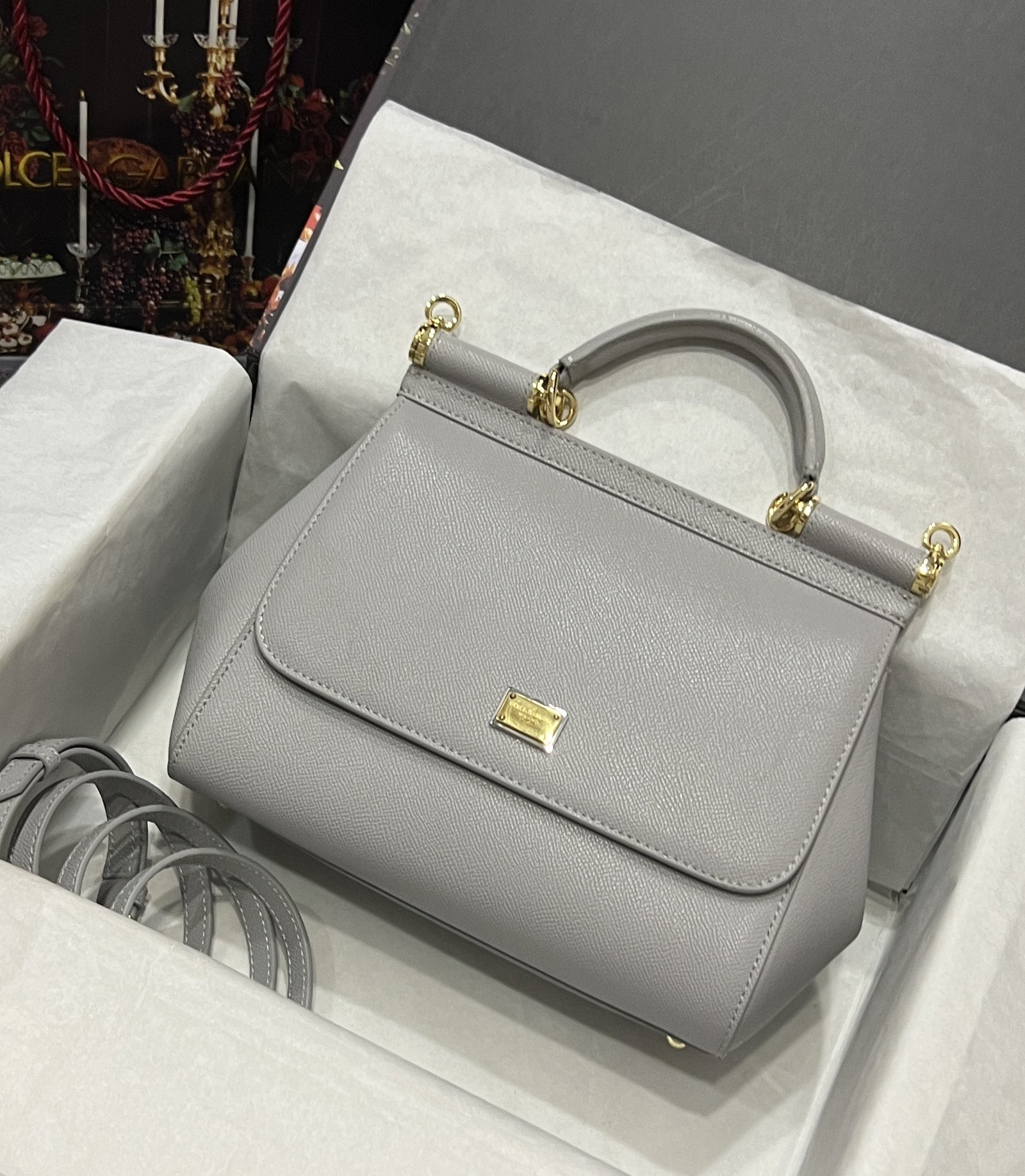 Dolce & Gabbana Medium Sicily handbag in Dauphine leather in Beige for Women | Dolce&Gabbana®