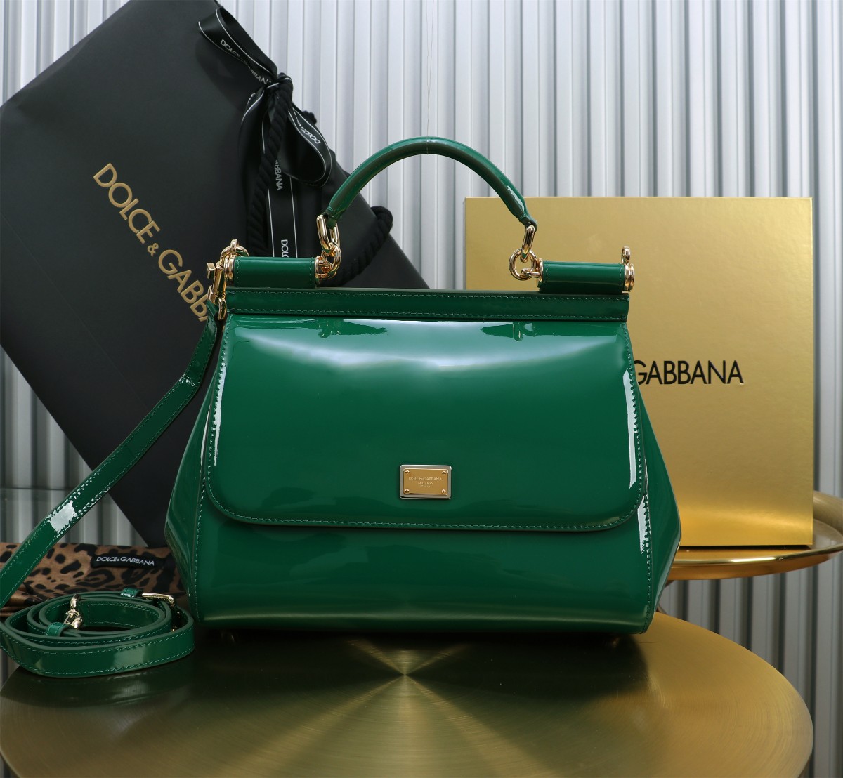 DOLCE & GABBANA – Medium Sicily Shiny Leather Handbag