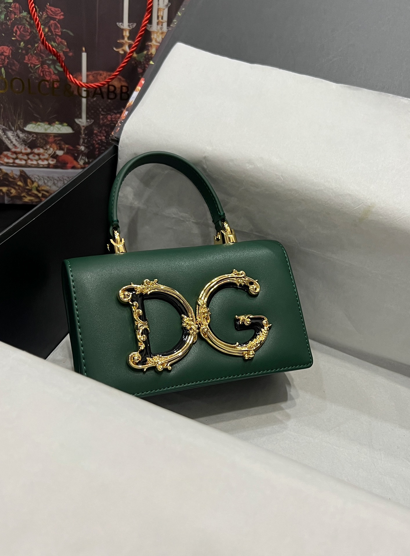 Dolce & Gabbana Mini DG Girls Leather Tote Bag | green | FARFETCH