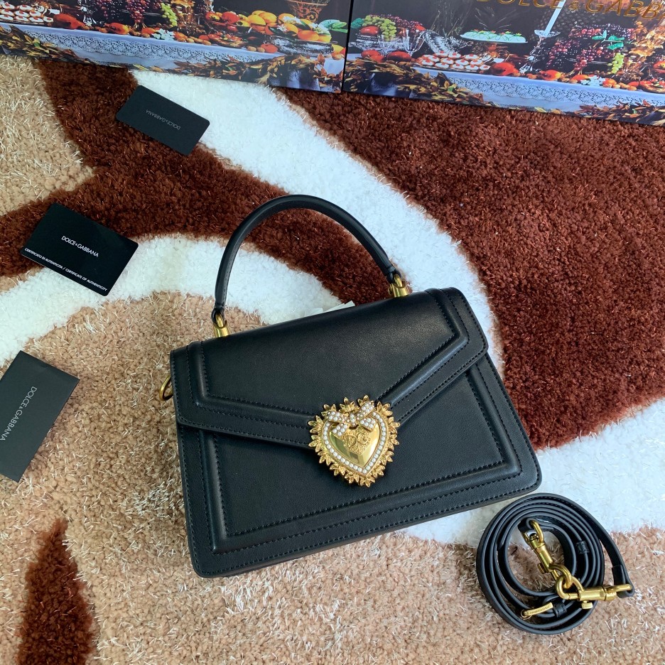 Dolce & Gabbana Medium Devotion Bag Leather Black