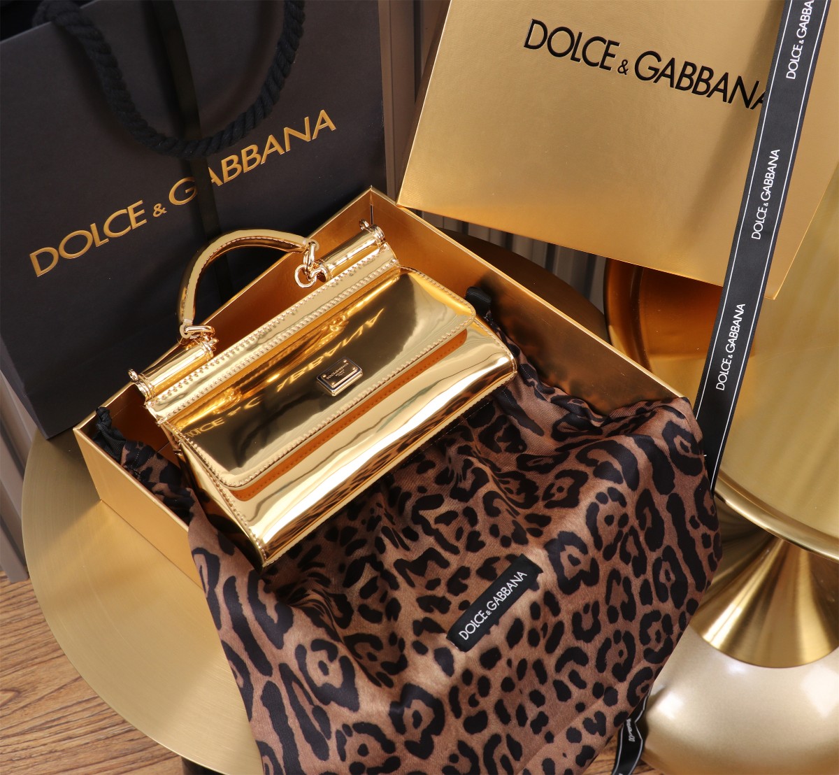 Dolce & Gabbana Small Sicily Python Print Leather Top