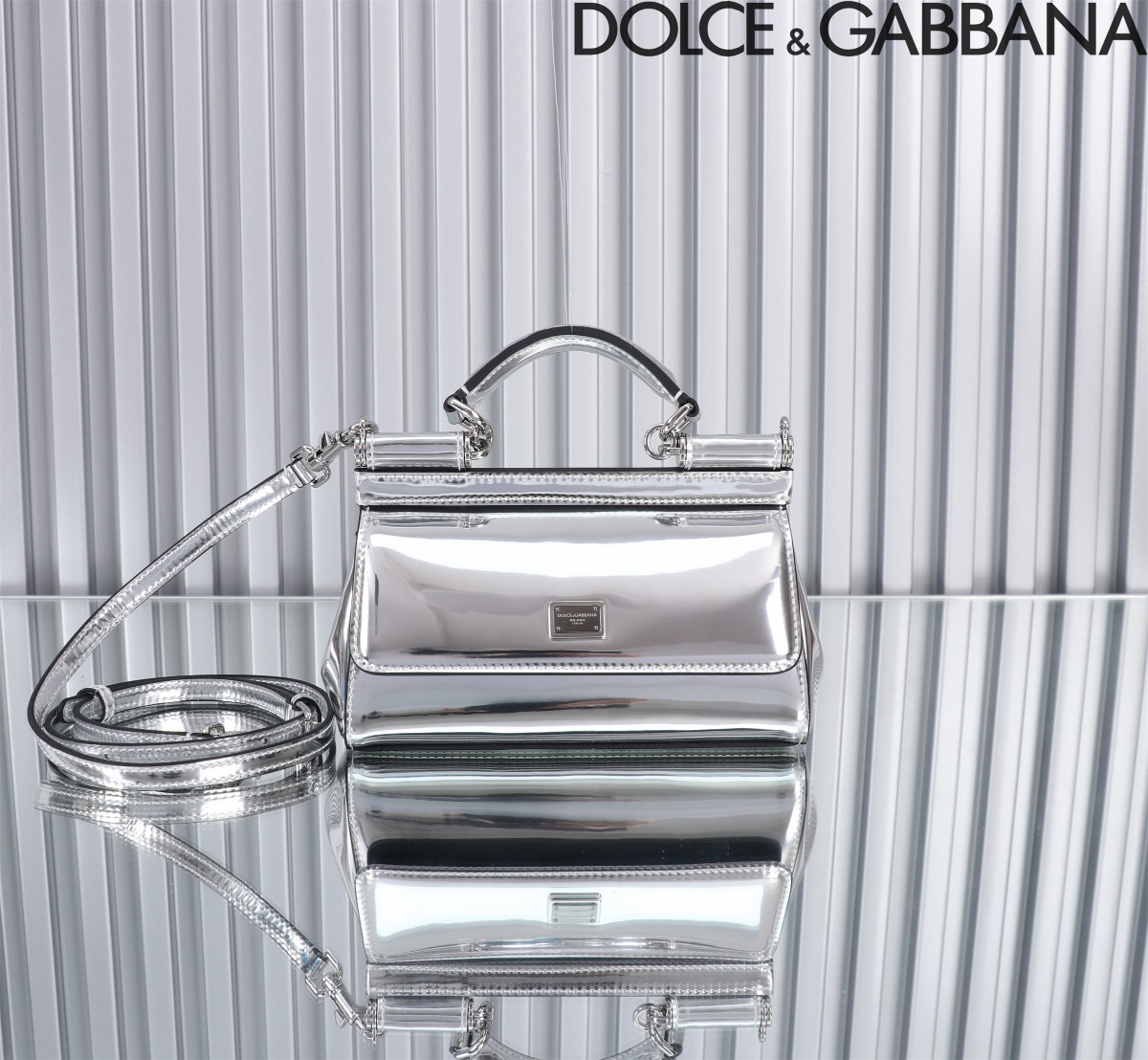 Dolce & Gabbana Small Sicily Leather Tote Bag | Silver