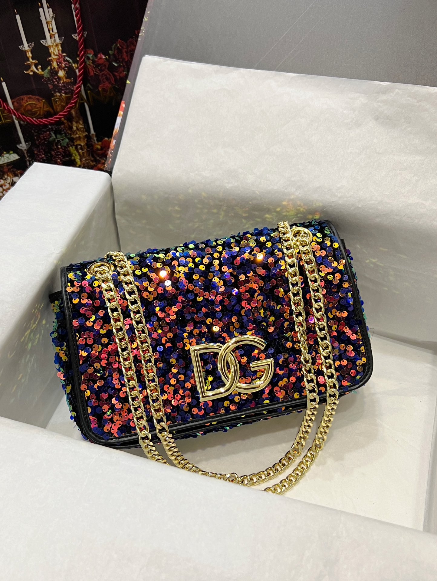DOLCE & GABBANA Sequin DG 3.5 Shoulder Bag Multicolor