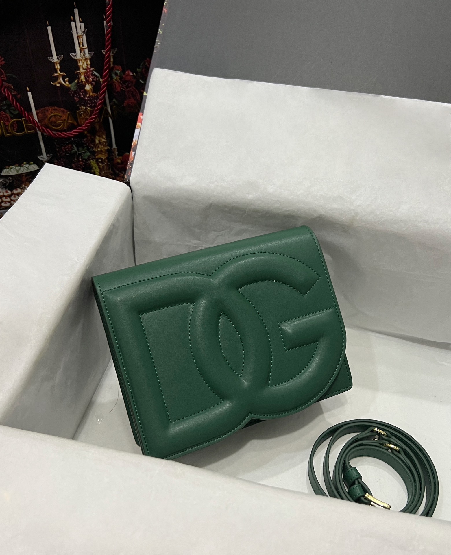 Dolce & Gabbana Calfskin DG logo crossbody bag in Green for Women |