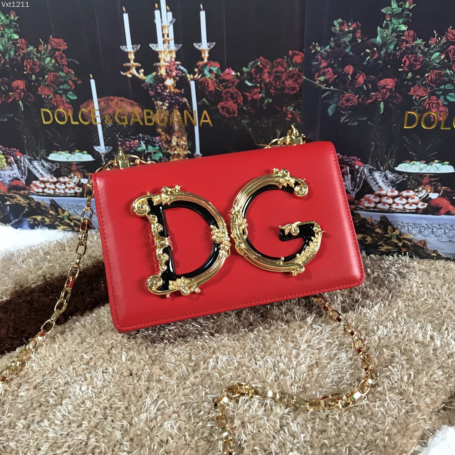 Dolce&Gabbana Girls Logo Leather Phone Crossbody Bag |red