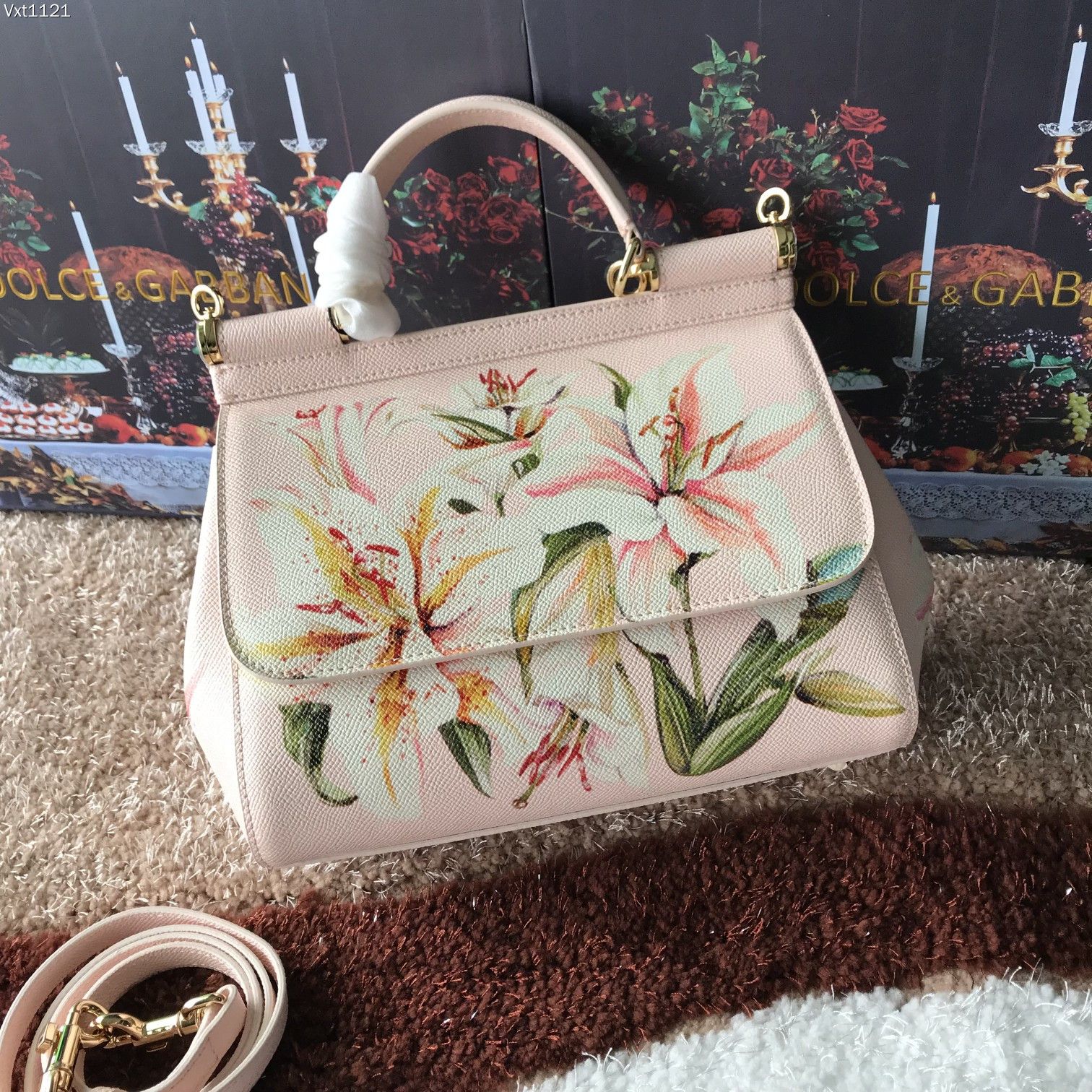 Sicily leather handbag Dolce & Gabbana Pink in Leather