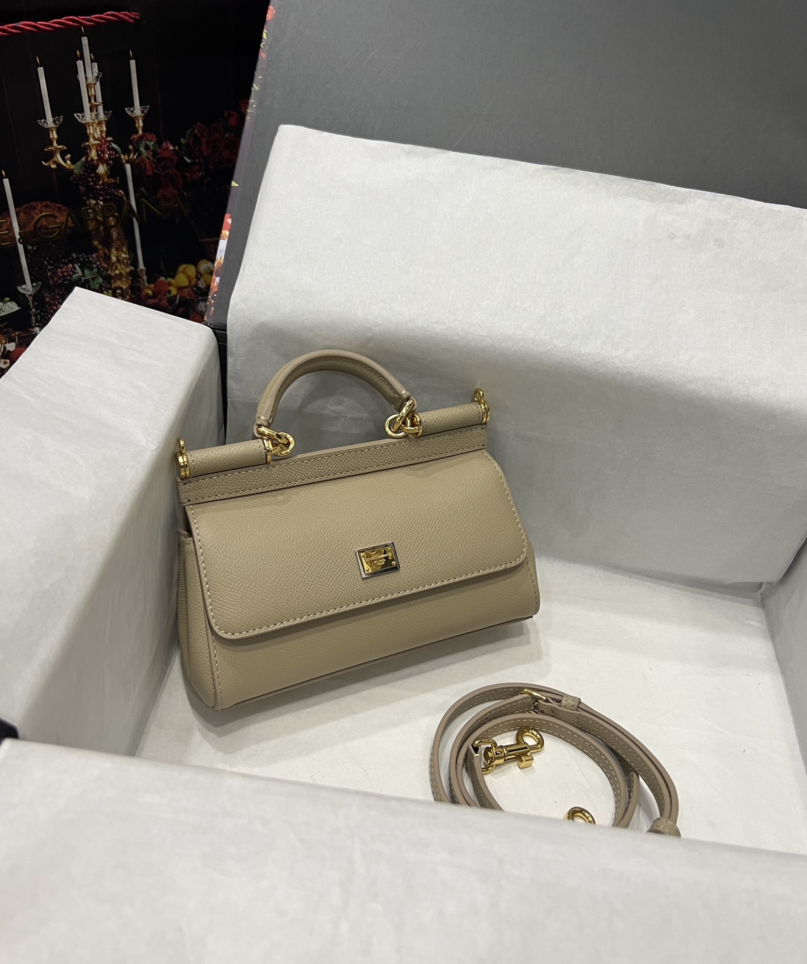 Dolce and Gabbana Beige Leather Small Miss Sicily Tote Bag Dolce & Gabbana |