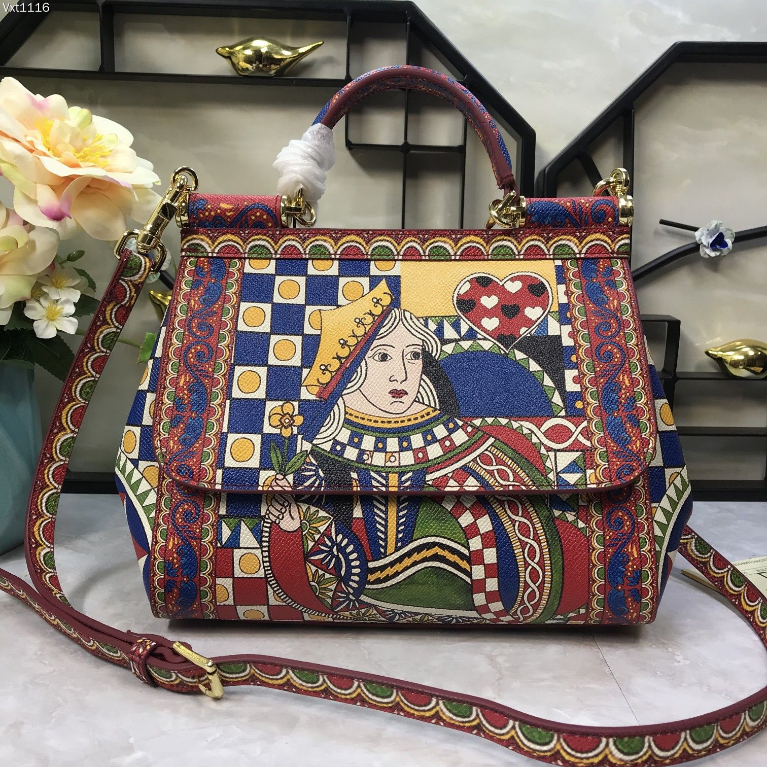 Dolce&Gabbana ​Sicily Queen Of Hearts Top Handle Bag on SALE
